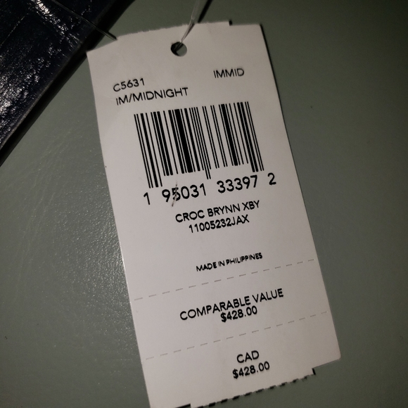 NEW Coach Brynn Navy Blue Croc Embossed Leather Flap Adjustable Shoulder Bag NWT - Picture 14 of 15